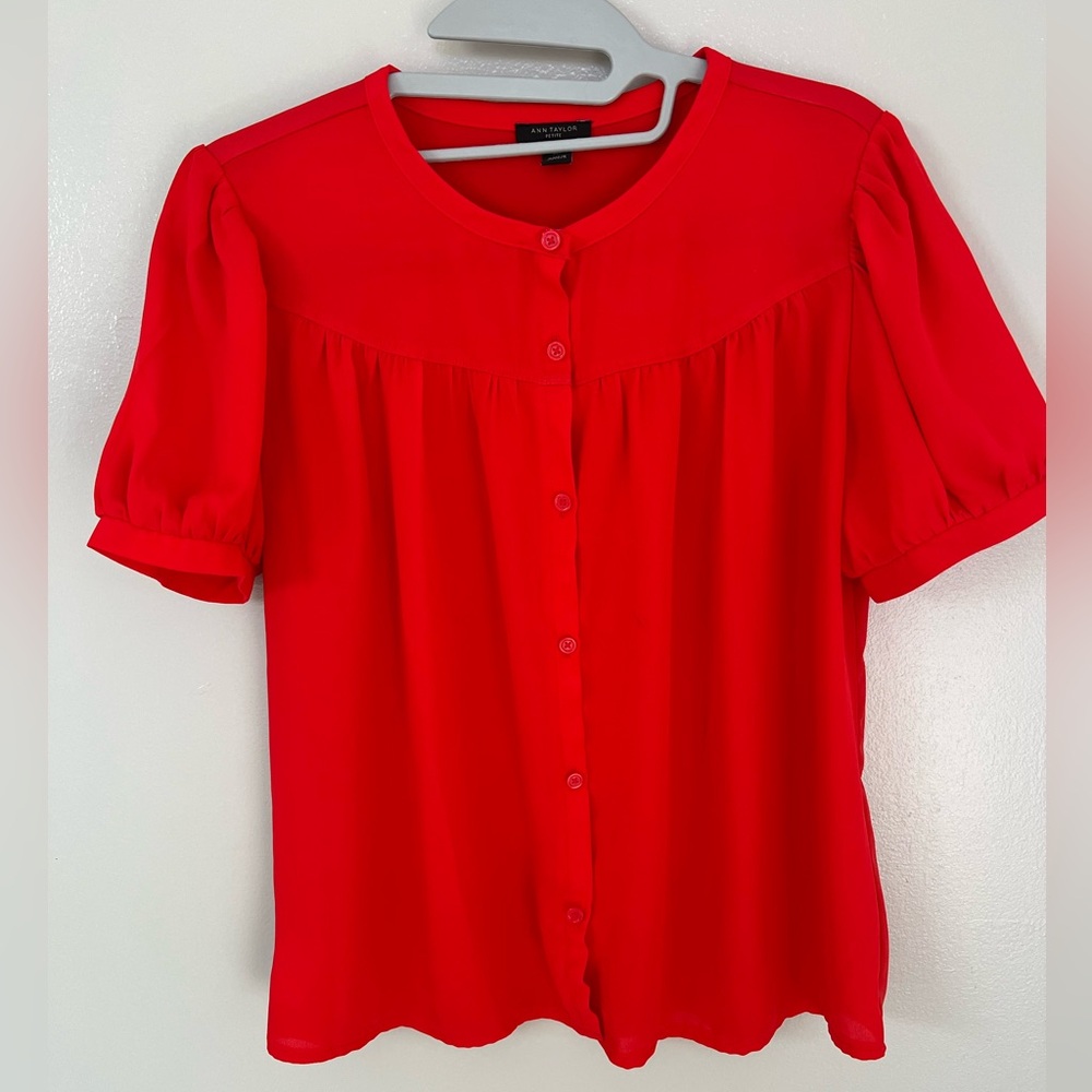 Orange Button-Up Ann Taylor Blouse